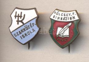"Hámán Kató Szakközépiskola" + "Kölcsey Ferenc Gimnázium" zománcozott iskolajelvények T:1