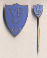 "Veres Pálné Gimnázium" + "Veres Pálné Leánygimnázium" zománcozott iskolajelvények T:1-