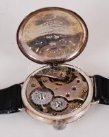 cca 1930 Rolex mechanikus karóra 925/1000 tisztaságú ezüst tokban, 15 köves szerkezettel, modern bőr...