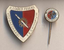 "II. Rákóczi Ferenc Közgazdasági Technikum" + "Helyiipari Iskola Nagykanizsa" iskolajelvények T:2