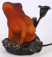 Kovácsoltvas asztali lámpa béka alakú burával / 
Wrought iron with frog shaped lamp shade, 14x20x14c...