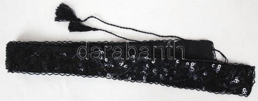 Fekete flitteres színházi táska és öv kötőkkel, 13×15 cm, h:140 cm, jó állapotban