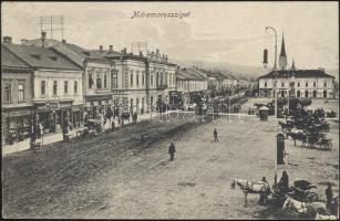 Máramarossziget, the shop of Lázár Tauber and his son, women fashion store of Klein and Fürst, Hotel and Café Korona (EK)