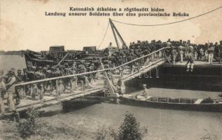 Military WWI Hungarian soldiers crossing a temporary bridge (fl)