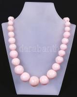 Rózsaszín porcelán nyaklánc, h:41 cm