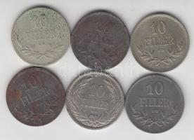 1909-1920. 10f (5x) klf + 1915-16. 10f Alpakka (2x) T:2,2-