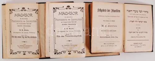 Judaika és esztétika témájú könyvtétel: 3db, német, ill. héber-német izraelita imádságoskönyv (cca 1900), valamint: Johann Gottfried v. Herders sämmtliche Werke. Zur schönen Literatur und Kunst Bde. 3-8. Stuttgart - Tübingen, 1861-1862, J. G. Cotta'scher Verlag. Aranyozott, dombornyomott egészvászon kötésben, márványozott lapszélekkel, jó állapotban