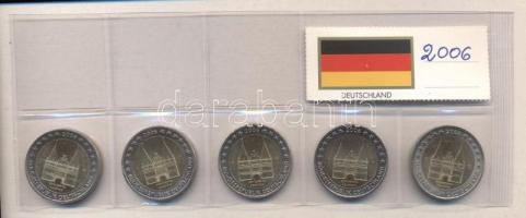 Németország 2006A-D-F-G-J 2 &quot;Schleswig-Holstein&quot; 5x klf verdejellel! T:1,-2 Germany 2006A-D-F-G-J 2 Euro &quot;Schleswig-Holstein&quot; (5x) various mint marks C:AU,XF