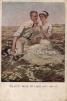 "He loves me, he doesn't love me" artist signed (EB)