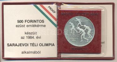 1984. 500Ft Ag "Téli Olimpia / Sarajevo" T:PP Dísztokban tanúsítvánnyal
