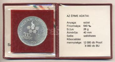 1984. 500Ft Ag "Téli Olimpia / Sarajevo" T:PP Dísztokban tanúsítvánnyal