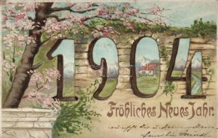 New year, 1904, litho, Emb.
