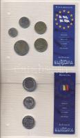 Finnország 1991-1995. 10p-10M 5klf darab "Az utolsó Márka forgalmi pénzek" szettben T:2 + Románia 1999-2004. 500L-5000L 3klf darab "Az utolsó Lei forgalmi pénzek" szettben T:1  Finland 1991-1995. 10 pennia - 10 Markkaa 5 different coins "The Last Markkaa coins" C:XF + Romania 1999-2004. 500 Lei - 5000 Lei 3 different coins "The last Lei coins" set C:Unc