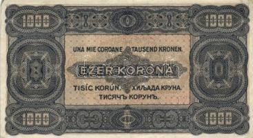 1923. 1000K "8 FILLÉR NYOLC FILLÉR" felülbélyegzéssel T:III