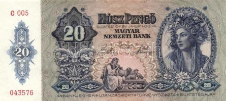 1941. 20P "005" (5x) egymás utáni sorszámmal! T:I