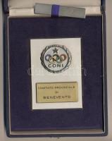 Olaszország &quot;Comitato Provinciale Di Benevento - Olasz Nemzeti Olimpiai Bizottság&quot; olimpiai plakett eredeti dísztokban T:2 Italy &quot;Comitato Provinciale Di Benevento - Comitato Olimpico Nazionale Italiano&quot; olympic plaque in original case C:XF