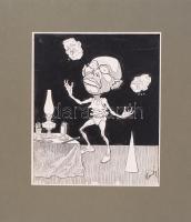 Homicskó Atanáz (1864-1916): Zsonglőr. Tus, papír, jelzett, új paszpartuban, 33×27 cm