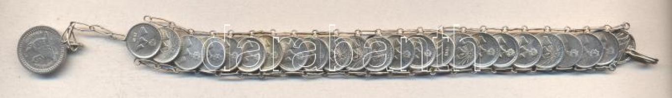 Guatemala 1872-1897. 1/4R Ag (24x) + 1880E 1/2R Ag karkötőként összefűzve! T:vegyes
Guatemala 1872-1...