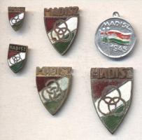 ~1946. 5db "Magyar Demokratikus Ifjúsági Szövetség (MADISZ)" jelvény zománcozott Br (4féle méretben) tű nélkül és egy Alu medál T:2,2-