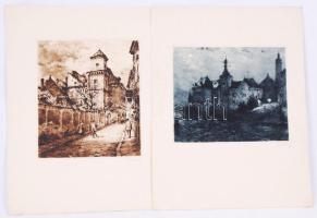 Ismeretlen jelzettel: Kutna Hora. 2db rézmetszet, 36x28cm