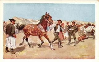 9 db RÉGI motívumlap, vegyes minőség; magyar folklór, több Benyovszky szignós / 9 old motive cards, ...