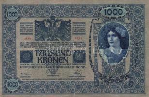 1902. 1000K (2x) "Deutschösterreich" függőleges felülbélyegzéssel T:III