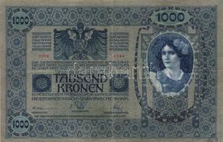 1902. 1000K (2x) "Deutschösterreich" függőleges felülbélyegzéssel T:III