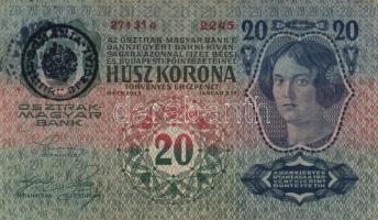 1913-1916. 20K (3x) + 1K klf felülbélyegzésekkel T:vegyes