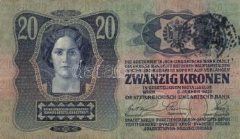 1913-1916. 20K (3x) + 1K klf felülbélyegzésekkel T:vegyes