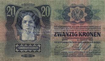 1913-1916. 20K (3x) + 1K klf felülbélyegzésekkel T:vegyes
