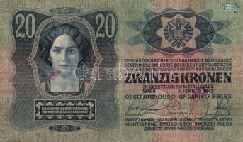 1913-1916. 20K (3x) + 1K klf felülbélyegzésekkel T:vegyes