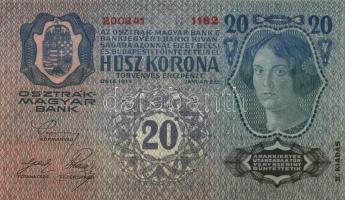 1913. 20K (4x) egymásutáni sorszámmal! T:I