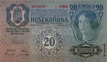 1913. 20K (4x) egymásutáni sorszámmal! T:I