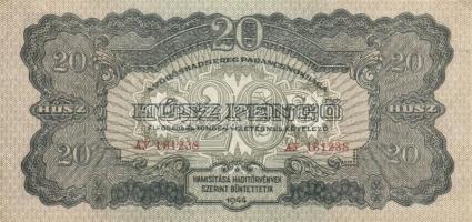1944. 20P (2x) "Vöröshadsereg Parancsnoksága" egymásutáni sorszámmal! T:I