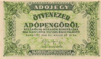 1946. 10.000MP + 50.000AP (2x) nyomáshibával T:vegyes