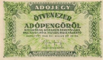 1946. 10.000MP + 50.000AP (2x) nyomáshibával T:vegyes