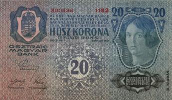 1913. 20K (4x) "Deutschösterreich" felülbélyegzéssel és egymásutáni sorszámmal! T:I