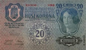 1913. 20K (4x) "Deutschösterreich" felülbélyegzéssel és egymásutáni sorszámmal! T:I