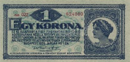 1920. 1K (2x) eltérő sorszám színnel és eltolódott alapnyomattal! T:I