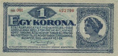1920. 1K (2x) eltérő sorszám színnel T:I