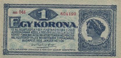1920. 1K (2x) eltérő sorszám színnel T:I