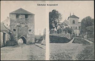 Korpona castle gate, church