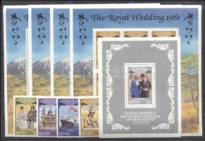 Prince Charles and Princess Diana's wedding set + mini sheet set + block, Károly herceg és Diana hercegnő esküvője sor + kisívsor + blokk