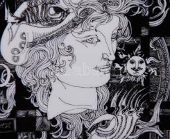 Hollóházi Szász Endre dísztányér, jelzett, hibátlan, eredeti dobozában, d:16 cm