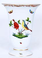 Herendi Rothschild mintás ovális váza, kézzel festett, jelzett, hibátlan, m:22,5 cm, h:17 cm