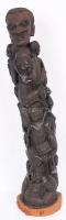 A törzs és a törzsfőnők. Afrikai, kézzel faragott, ében fából készült szobor. Több kisebb repedéssel, gyűjtői darab, m: 67 cm/ African carved wood sculpture