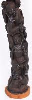 A törzs és a törzsfőnők. Afrikai, kézzel faragott, ében fából készült szobor. Több kisebb repedéssel...