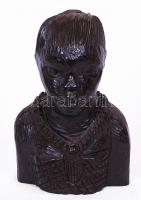 Afrikai, kézzel faragott női büszt, nemes fából, m:21 cm/ African carved wood sculpture