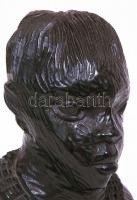 Afrikai, kézzel faragott női büszt, nemes fából, m:21 cm/ African carved wood sculpture