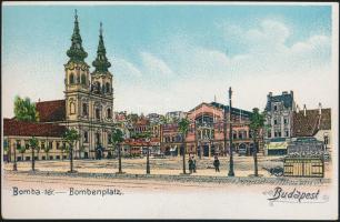 Budapest I. Batthyány tér, Szent Anna-plébánia és Vásárcsarnok, litho